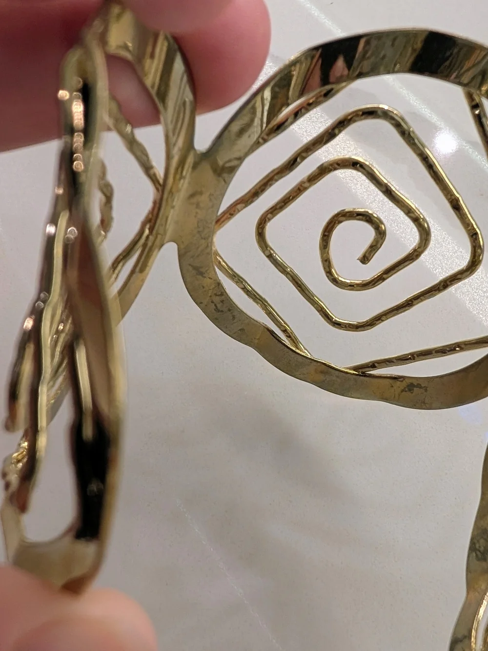 Gold Tone Spiral Cutout Cuff Bracelet - Picture 4 of 5